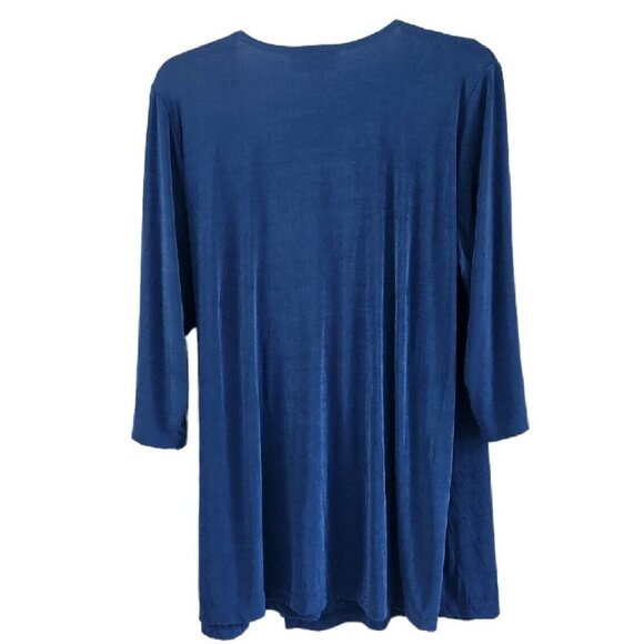 Carolyn Strauss Women Size 1X Blue Slinky Travel Wrap Cardigan Top Tunic NEW - Picture 5 of 6